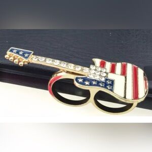 American Flag Patriotic Dual Finger Guitar Ring ! 🇺🇸🎸